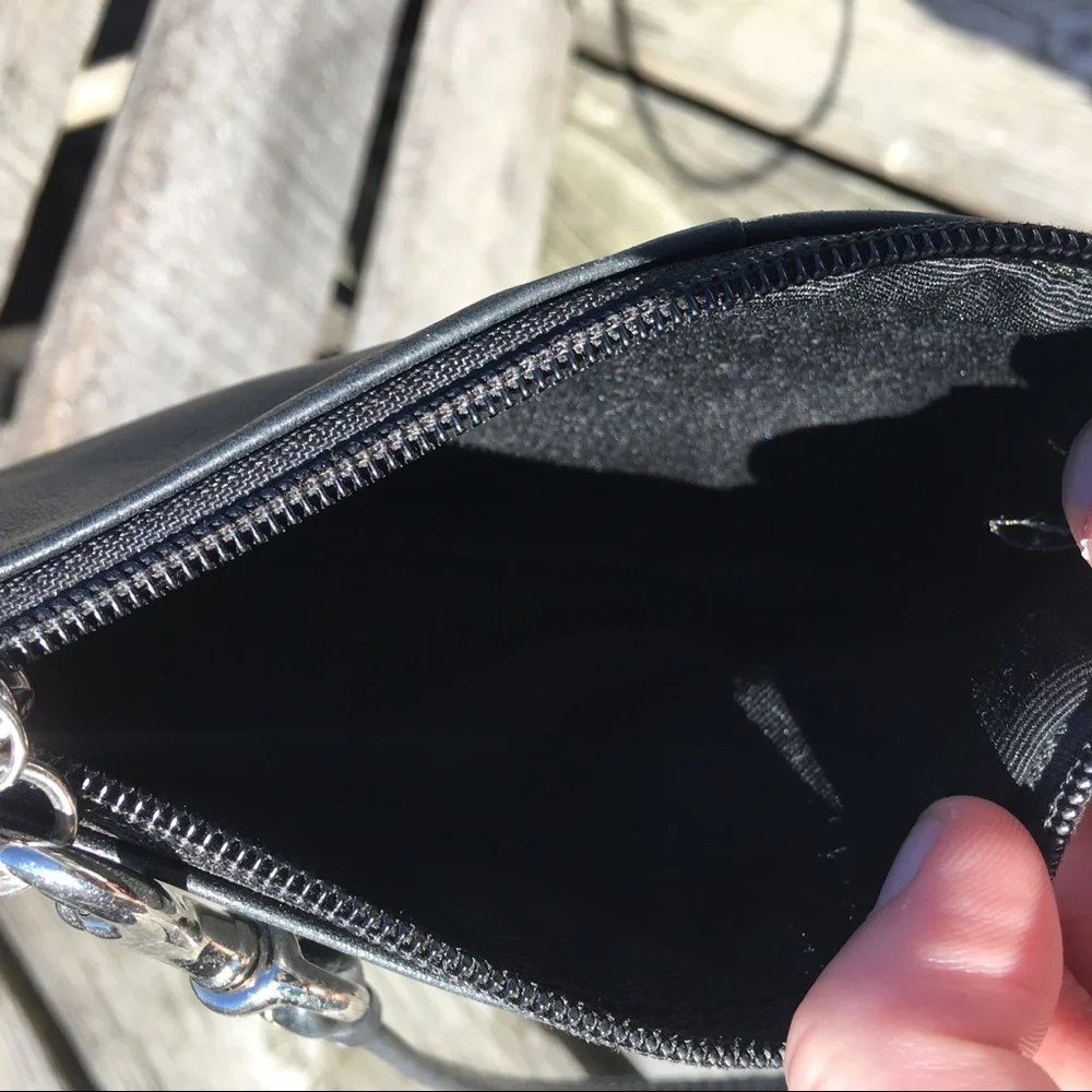 - Coach Black Leather Wristlet! EUC!